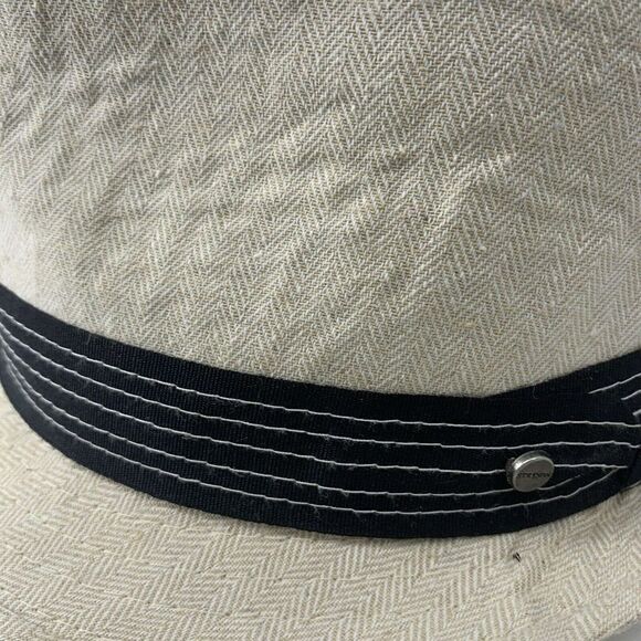 Stetson Beige Herringbone Linen Blend Fedora Mens - Picture 5 of 7